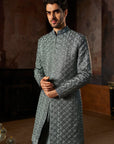 Charcoal Metallic Sherwani Set