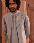 Dusty Olive Handpaint Nehru Jacket Set