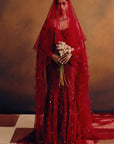 Rouge Ascend Corset & Skirt Set With A Drape Dupatta
