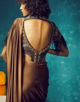 Embroidered Faux Bodysuit Saree Gown