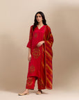 Kaftan Kurta Set - Red
