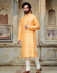 Zafrani Kurta And Churidar Set