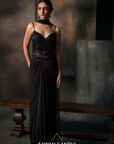 Black Corset And Dhoti Skirt Set