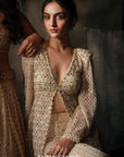 Pearl And Tassle Cape With Sharara