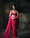 Hot Pink Sequins Border Saree