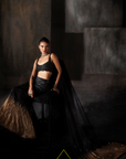 Black To Gold Sequins Lehenga