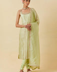 Mint Printed Kurta With Dupatta & Churidar