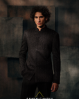 Black Chevron Pattern Cutdana Bandhgala