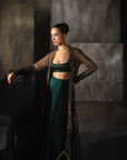 Gold To Green Cutwork Cape Set