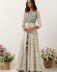Ivory Resham & Mirror Work Front Open Anarkali Set