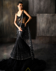 Black Drape Saree