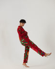 Big Botanical Red Crepe Coord Set