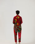 Big Botanical Red Crepe Coord Set