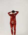 Gardenia Red Crepe Coord Set