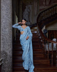 Powder Blue Thread Work Saree