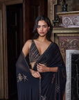 Black Crystal Georgette Saree