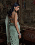 Moss Green Sequin Saree