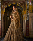 Antique Gold Scalloped Lehenga Set