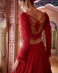 Red Cut Work Lehenga Set