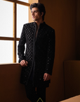 Black Velvet Fishscale Sherwani