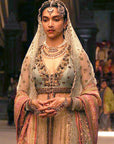 Beautiful & Pristine Embroidered Mint Anarkali Set With Dushala