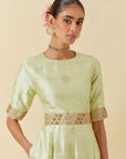 Mint Banarasi Silk Jumpsuit