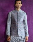 Grey Ikat Nehru Jacket