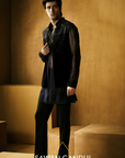 Black Velvet Cutdana Nehru Set
