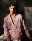 Peach Applique Work Kurta