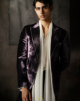Purple Mirror Work Velvet Jacket