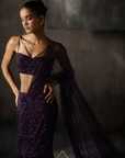 Wine Fish Cut Lehenga