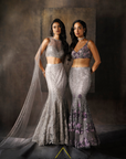 Grey Fish Cut Cutwork Lehenga