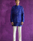 Royal Blue Ikat Nehru Jacket