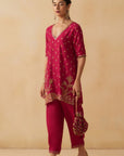 Hot Pink Short Kurti With Salwar Set