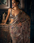 Ash Grey Sequin Saree