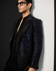 Navy Blue Cutdana Jacket