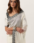 Ivory Printed Resham & Mirror Work Saree Set