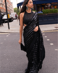 Black Sequin & Crystal Saree