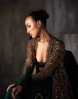 Gold To Green Cutwork Cape Set