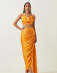 Draped Skirt & Cowl Top Set