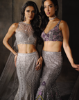 Grey Fish Cut Cutwork Lehenga