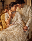 Ivory Gold Lehenga Saree Set