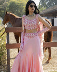 Masoom Gulabi Asymetric Lehenga Set