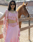 Masoom Gulabi Asymetric Lehenga Set