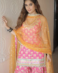 Dwisha Halter Sharara Set - Pink