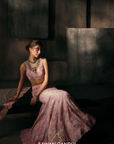 Blush Pink Fishcut Applique Lehenga