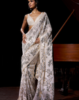 Gold Silver Sequin Georgette Saree