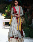 Grey Tussar Printed Angrakha Set
