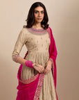 Classic Peplum Anarkali Set - Gold