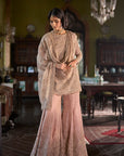 Peach Gold Sharara Set